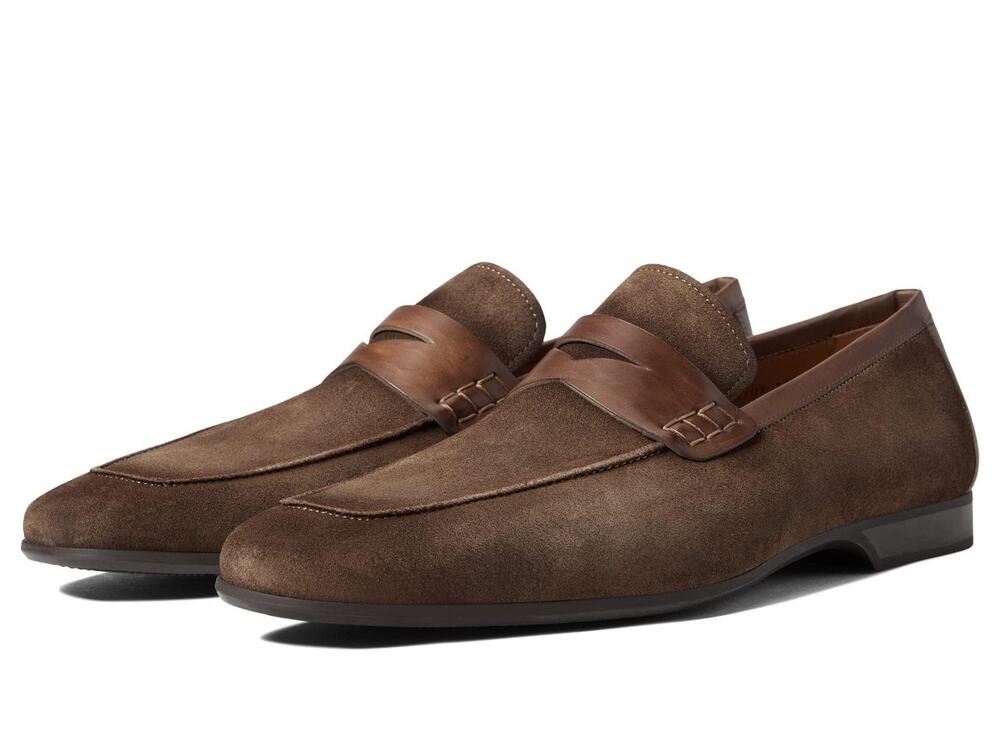 MAGNANNI MEN'S RAMIRO II PENNY LOAFER, NAVY/MID BROWN, 9.5